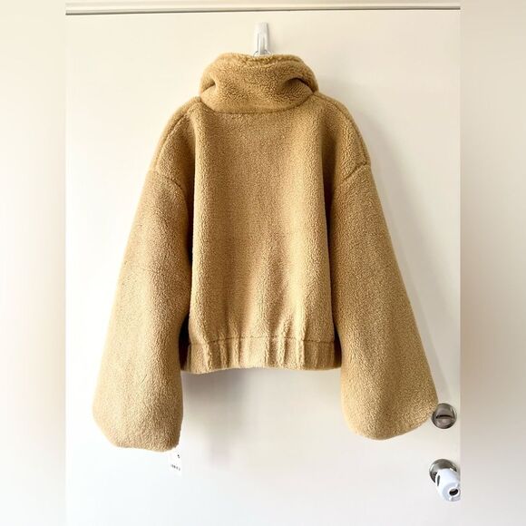 NWT Free People Get Cozy Teddy Full Zip Jacket in Camel Tan - Picture 10 of 12